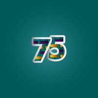 75 år årsdag firande elegant design för mall för färgnummervektor vektor