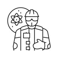 nuklear Ingenieur Arbeiter Linie Symbol Vektor Illustration