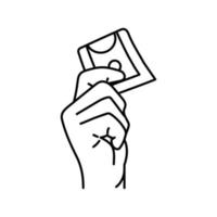 Kaufen Geld Hand Linie Symbol Vektor Illustration