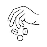 Gehalt Münze Hand Linie Symbol Vektor Illustration