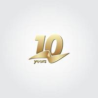 10 Jahre Jubiläumsfeier Goldband Vektor Vorlage Design Illustration