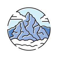 Wandern Berg Landschaft Farbe Symbol Vektor Illustration