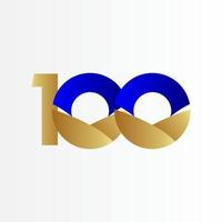 100 Jahre Jubiläum Blau Gold Feier Vektor Vorlage Design Illustration