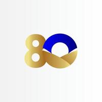 80 Jahre Jubiläum Blau Gold Feier Vektor Vorlage Design Illustration