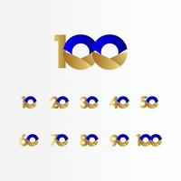 100 Jahre Jubiläum Blau Gold Feier Vektor Vorlage Design Illustration