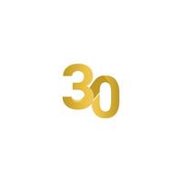 30 Jahre Jubiläumsfeier Gold Linie Vektor Vorlage Design Illustration