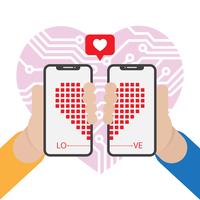 In Love With Technology Vector Illustration