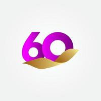 Illustration för design för mall för firande för 60 år årsdag purpurfärgad vektor