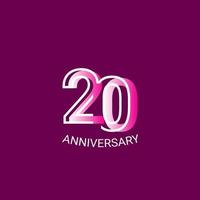20-årsjubileum firar purpurfärgad linje vektormalldesignillustration vektor