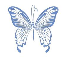Grafik Symbol von Schmetterling. Blau Schmetterling tätowieren isoliert auf Weiß Hintergrund. vektor