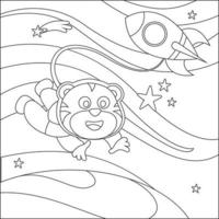 Plats djur- eller astronaut i en Plats kostym med tecknad serie stil. kreativ vektor barnslig design för barn aktivitet färg bok eller sida.