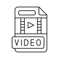 video fil formatera dokumentera linje ikon vektor illustration