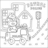 polis patrullera djur- tecknad serie vektor illustration vektor tecknad serie, tecknad serie isolerat vektor illustration, kreativ vektor barnslig design för barn aktivitet färg bok eller sida.