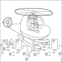 kreativ Vektor kindisch Illustration von ein süß Tier auf ein Hubschrauber. kindisch Design zum Kinder Aktivität Färbung Buch oder Buchseite.