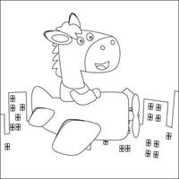 kreativ Vektor kindisch Illustration von ein süß Tier auf ein Hubschrauber. kindisch Design zum Kinder Aktivität Färbung Buch oder Buchseite.