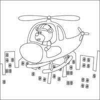 kreativ Vektor kindisch Illustration von ein süß Tier auf ein Hubschrauber. kindisch Design zum Kinder Aktivität Färbung Buch oder Buchseite.