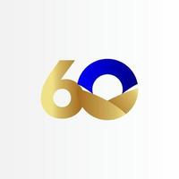 60 Jahre Jubiläum Blau Gold Feier Vektor Vorlage Design Illustration