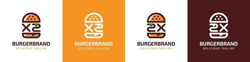 Brief xz und zx Burger Logo, geeignet zum irgendein Geschäft verbunden zu Burger mit xz oder zx Initialen. vektor