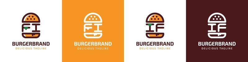 brev fi och om burger logotyp, lämplig för några företag relaterad till burger med fi eller om initialer. vektor