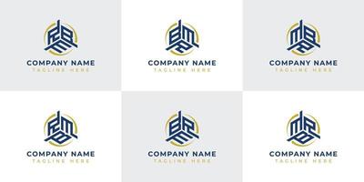 brev rbm, rmb, brm, bmr, mrb, mbr hexagonal teknologi logotyp uppsättning. lämplig för några företag. vektor