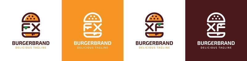 Brief fx und xf Burger Logo, geeignet zum irgendein Geschäft verbunden zu Burger mit fx oder xf Initialen. vektor