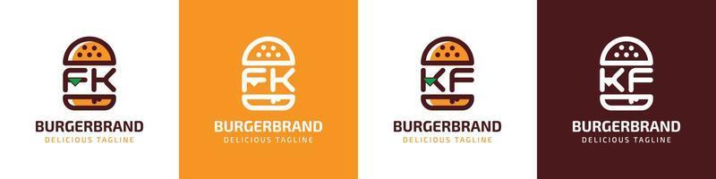 Brief fk und kf Burger Logo, geeignet zum irgendein Geschäft verbunden zu Burger mit fk oder kf Initialen. vektor