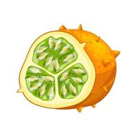 kiwano frukt mat skära tecknad serie vektor illustration