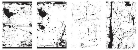 uppsättning av grunge ångest vektor texturer. svart och vit bakgrunder med stänka ner, repa och färga effekter. eps 10.