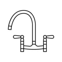 Wohnung Wasserhahn Wasser Linie Symbol Vektor Illustration