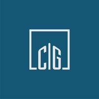 cg Initiale Monogramm Logo echt Nachlass im Rechteck Stil Design vektor