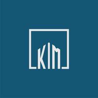 km Initiale Monogramm Logo echt Nachlass im Rechteck Stil Design vektor