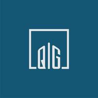 qg Initiale Monogramm Logo echt Nachlass im Rechteck Stil Design vektor