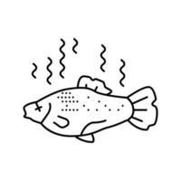 fisk rutten mat linje ikon vektor illustration
