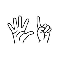 sex siffra hand gest linje ikon vektor illustration