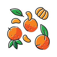skiva mandarin clementine skalad Färg ikon vektor illustration