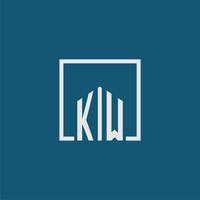 kw första monogram logotyp verklig egendom i rektangel stil design vektor