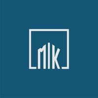 mk Initiale Monogramm Logo echt Nachlass im Rechteck Stil Design vektor