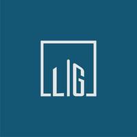 lg Initiale Monogramm Logo echt Nachlass im Rechteck Stil Design vektor