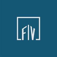 fv Initiale Monogramm Logo echt Nachlass im Rechteck Stil Design vektor