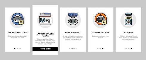 Plaudern bot Roboter Bedienung online Onboarding Symbole einstellen Vektor