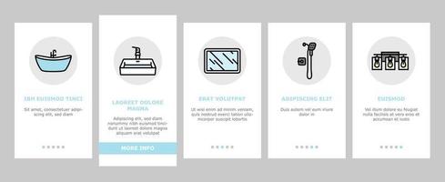 badrum interiör Hem onboarding ikoner uppsättning vektor