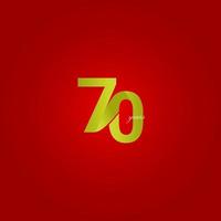 70 Jahre Jubiläumsfeier gelbe Linie Nummer Vektor Vorlage Design Illustration