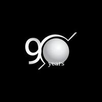 90 Jahre Jubiläumsfeier Kreis weiße Vektorschablonen-Designillustration vektor