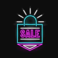 Neon Sale Einkaufstasche Vektor