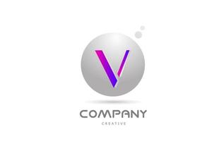 rosa grå sfär v alfabet brev logotyp ikon design med punkt. kreativ mall för företag och företag vektor