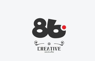 grau 86 Nummer Logo Symbol Design mit rot Punkt. kreativ Vorlage zum Unternehmen und Geschäft vektor