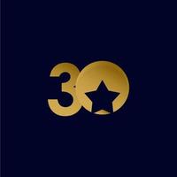 30 år årsdag stjärna boll guld firande vektor mall design design