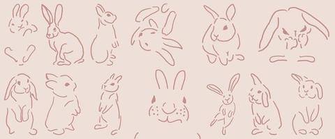 niedlicher Hase, Kaninchenillustration und Karikatur lokalisiert auf Hintergrund für Ostertag