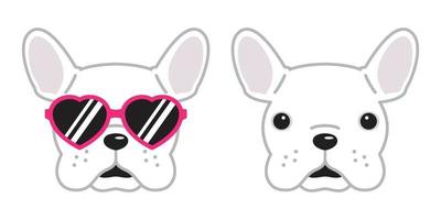 Hund Französisch Bulldogge Vektor Symbol Rosa Sonnenbrille Herz Illustration Charakter Karikatur Weiß