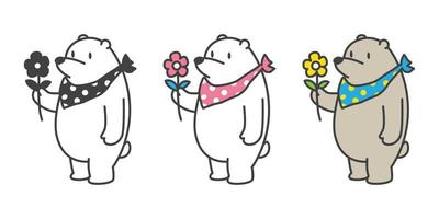 Bär Vektor Polar- Bär Symbol Logo Blume Schal Illustration Karikatur Charakter